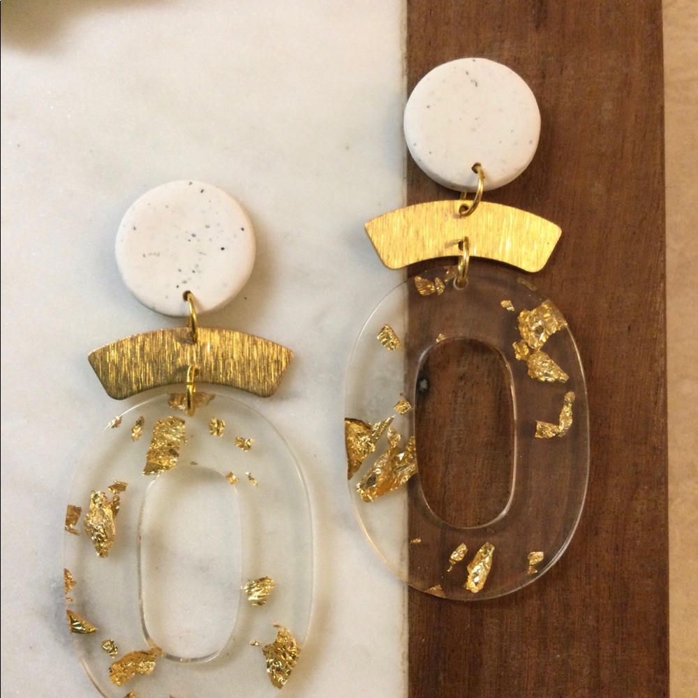 Polymer clay and brass earrings - Picture 3 of 5